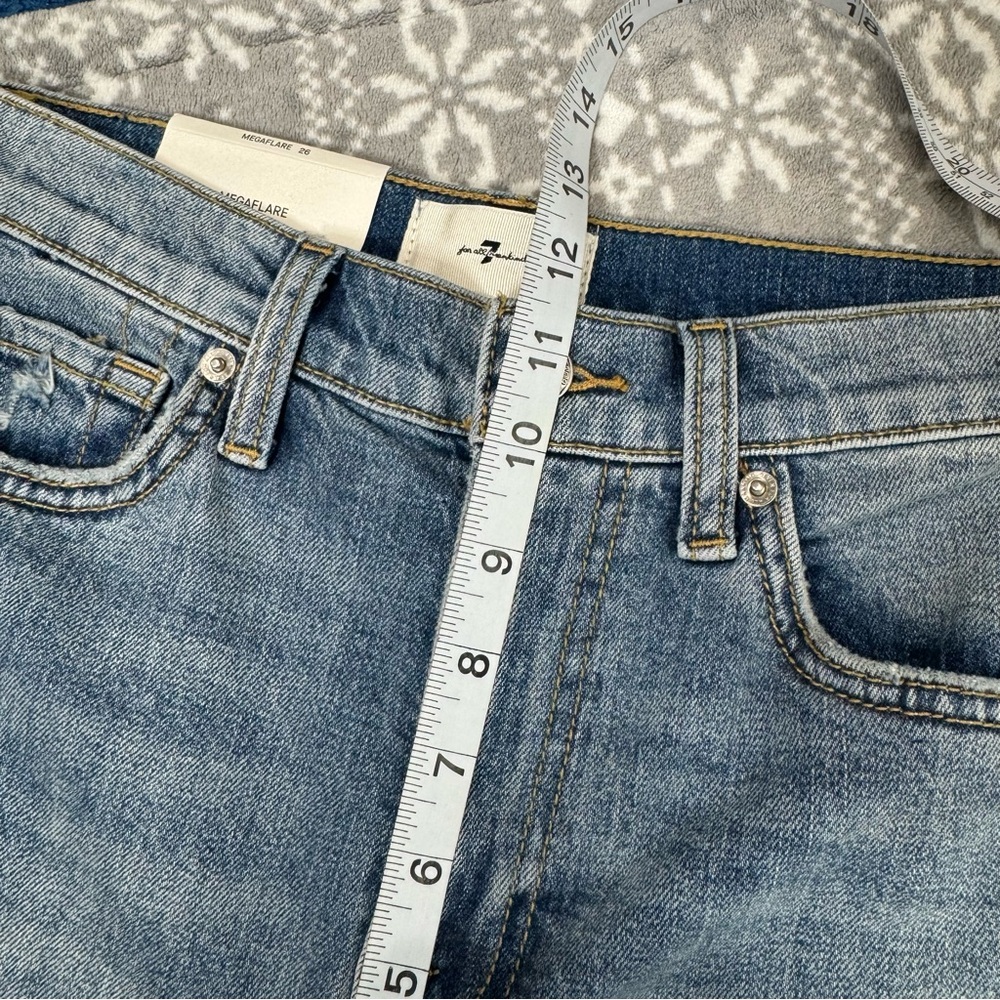 7 For All Mankind Light Blue High-Waist Flare Jeans - Picture 11 of 12